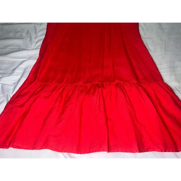 Loft Dress Size S Coral Square Neck Flounce Linen Blend Shift Sundress 542190 - Picture 11 of 14